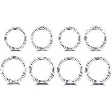8Pcs Surgical Stainless Steel 16G Sleeper Cartilage Daith Tiny Small Hoop Earrings Mini Septum Hinged Clicker Nose Ring for Women Men Helix