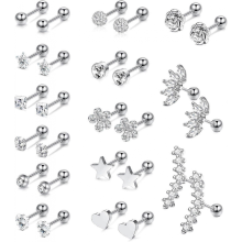 Surgical Steel Cartilage Earrings for Women Men Cartilage Piercing Jewelry Stainless Steel Tragus Earrings Gold Cartilage Earring Sets for