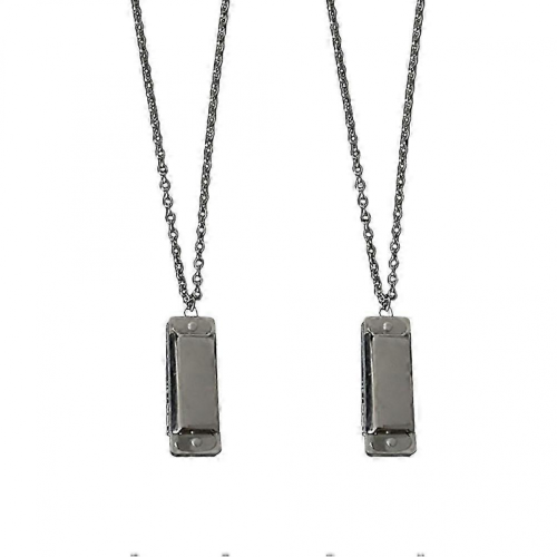 Silver Stainless Steel Harmonica Necklace for Decor with Workmanship and Portable DesignSilver35x3.5cm 2