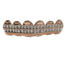 Hot selling hip hop braces bling teeth gold-plated double row diamond braces Halloween accessories gift 1