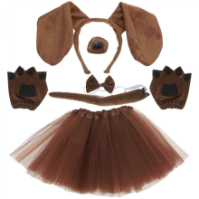 Animal Dog Ear Headband And Tail Costume Decoration For Girls 34x12cm Lightweight Fabric Technology 5 SetsAssorted Color34x12cm