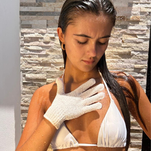 (Default) Rose & Caramel White Body Exfoliating Gloves 2