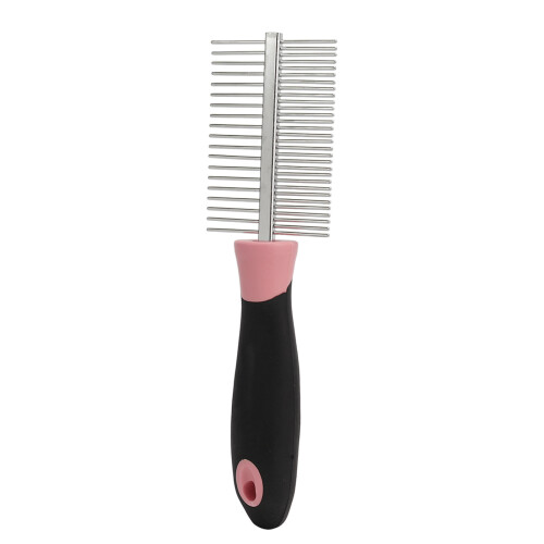 Doppelseitiger Haustierkamm, rund, breit, dicht, 2