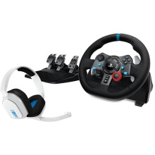 Volante de corrida G29 - LOGITECH - Pedaleira - Headset Astro A10 V2 - Com fio - Compatível com PS5 PS4 PC Mac