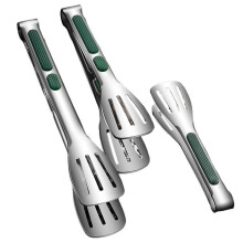 (Emerald Green, Large*2) Modern Stainless Steel Food Tongs, 1/2 Counts Non-slip Barbecue Tongs, Salad Bread Meat Fruit Tongs, Kitchenware, Modern Cooking Grill