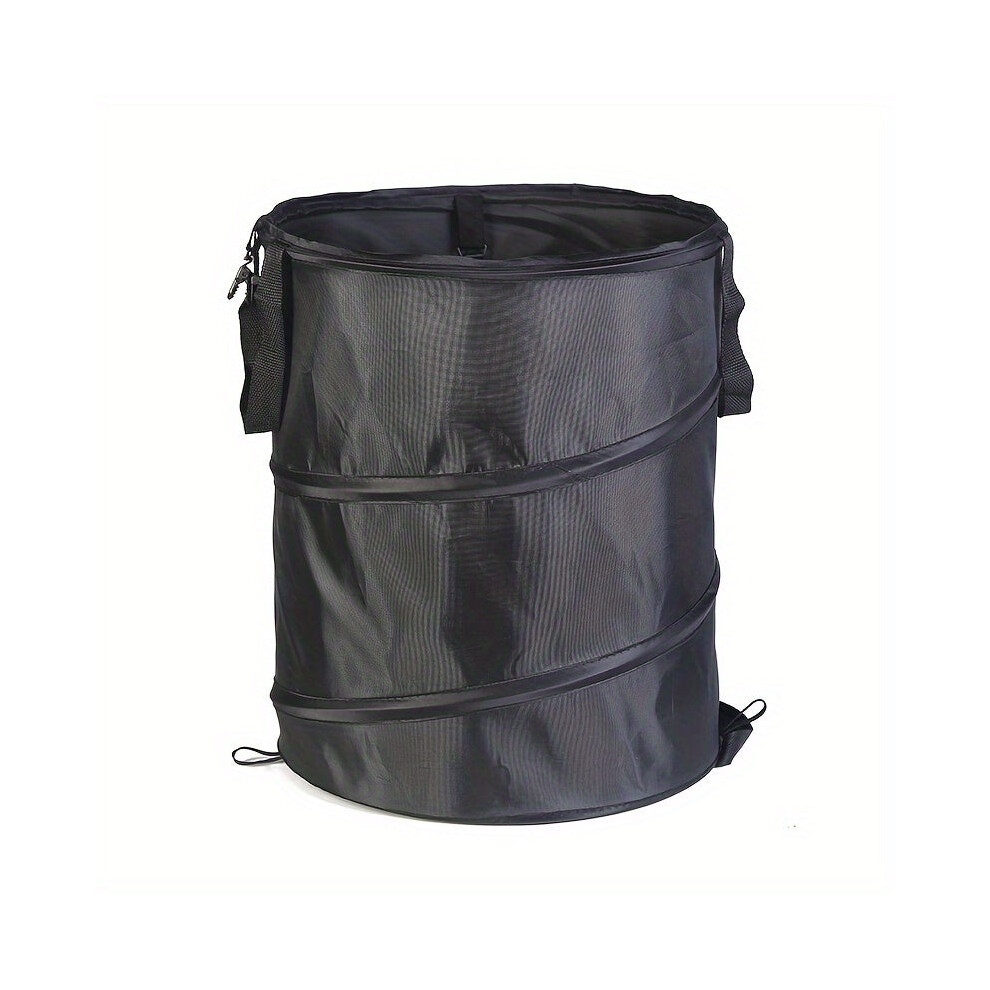 Black Portable Foldable Trash Can with Carry Handle-image-OPC-PKJN62H-NEW
