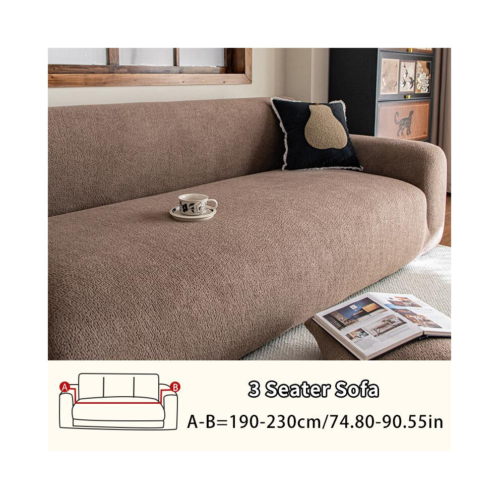 (Khaki,  2 Seater Sofa Cover?145-185CM) Plush Sofa Cover Protector, Soft Plush Material, Pet-Friendly Design, Includes Pillowcase, Easy Clean & Durabl-image-OPC-PKJN68K-NEW
