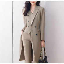 (2XL)Long Jacket Business Vest Pants Three Piece