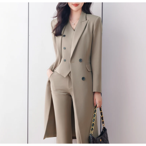 （2XL）Long Jacket Business Vest Pants Three Piece