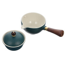 1Pc Green Ceramic Tea Kettle with Comfortable Side Handle for Home