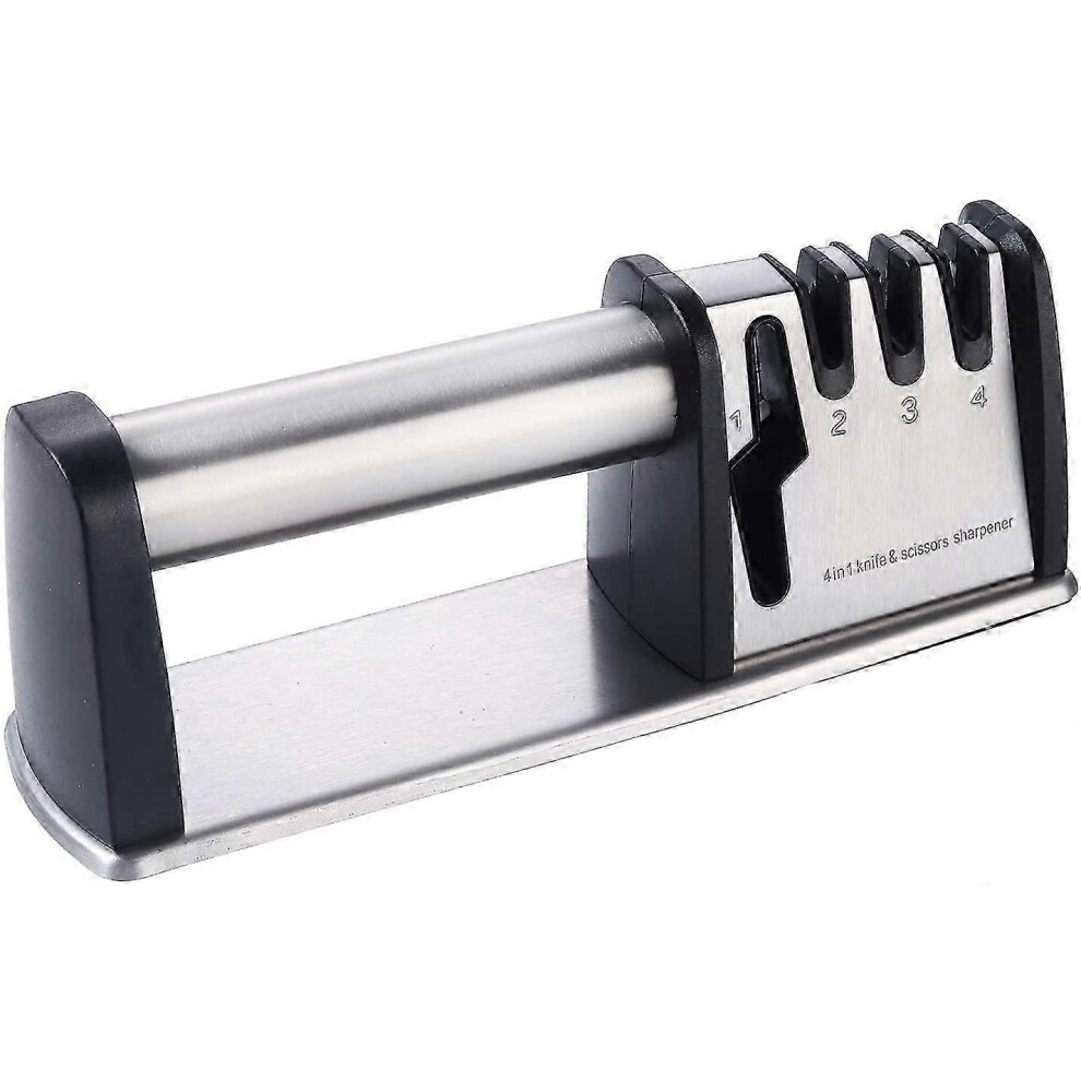 Knife Sharpener, Manual Kitchen Sharpening Stone with 4 Levels of Knives