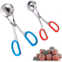 Set of 2 Stainless Steel Meatball Tongs, Removable Kitchen Utensils and Ice Tongs - RIpj
