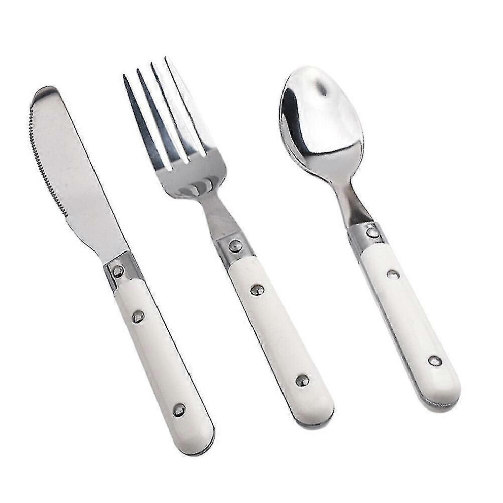 1 Set Simple Stainless Steel Children's Cutlery Set Spoon Fork Knife