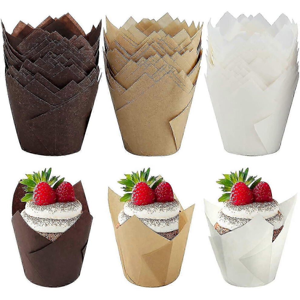 150 Pcs Tulip Pattern Baking Paper Muffin Cases Cupcake Liners Muffin Baking Cups for Wedding Birthday 5cm