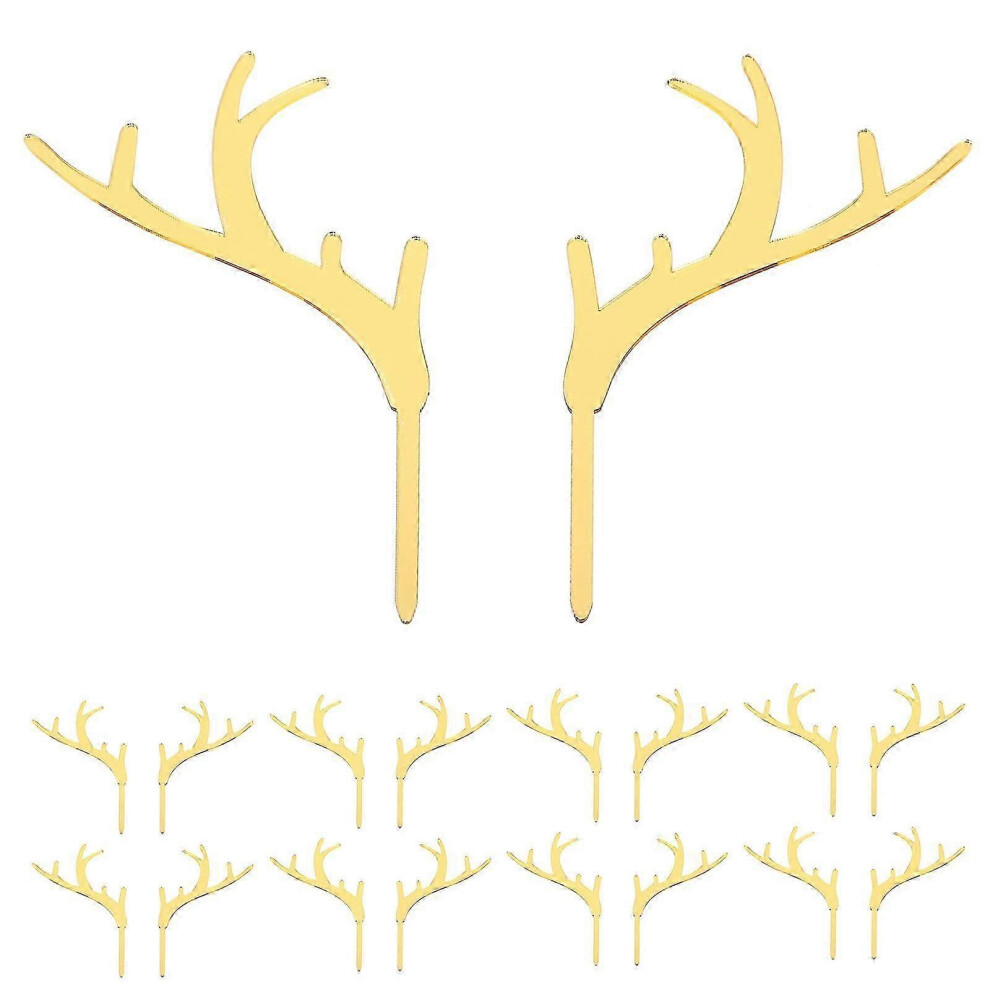 30 Pcs Antler Cupcake Toppers for Christmas Cakes