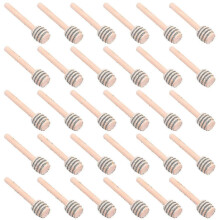 Pack of 30 mini wooden honey sticks, 7.6 cm, for pouring honey into a jar.