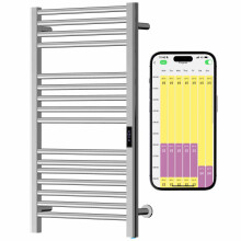 SolAire Sulby Wifi Stainless Steel Dry Electric Heated Towel Rail, Chrome, W500 x H800 mm