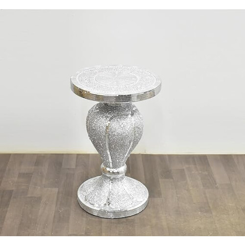 Crushed Diamond End Table Hourglass Round 60x40 Cm