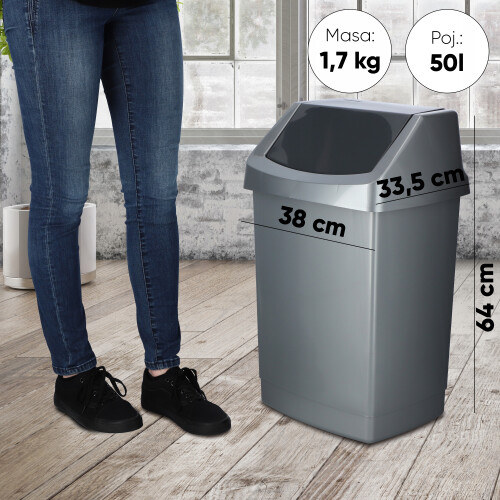 Corbeille à litière - Curver - Click-It - 50L - Inclinable - Gris 2