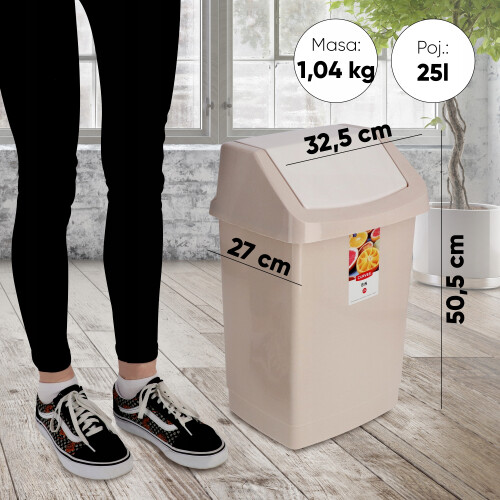 CURVER Kippbarer Abfallbehälter 25 L Beige 2