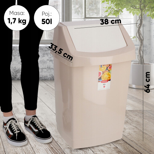 CURVER Kippbarer Abfallbehälter 50 L Beige 2