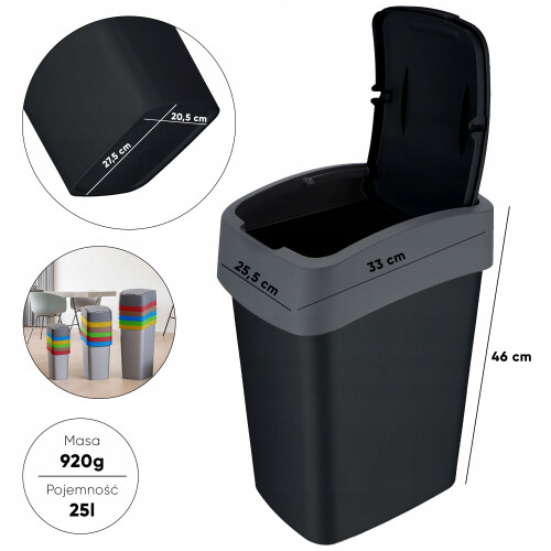 CURVER Abfallbehälter, 25 l, Schwarz 1