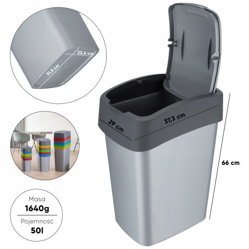 CURVER Abfallbehälter 50 L Graphit 1
