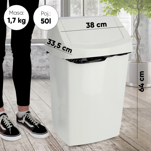 CURVER Kippbarer Abfallbehälter 50 L Weiß 1