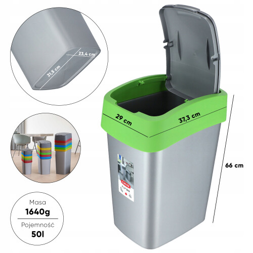 CURVER Abfallbehälter, 50 l, Grün 1