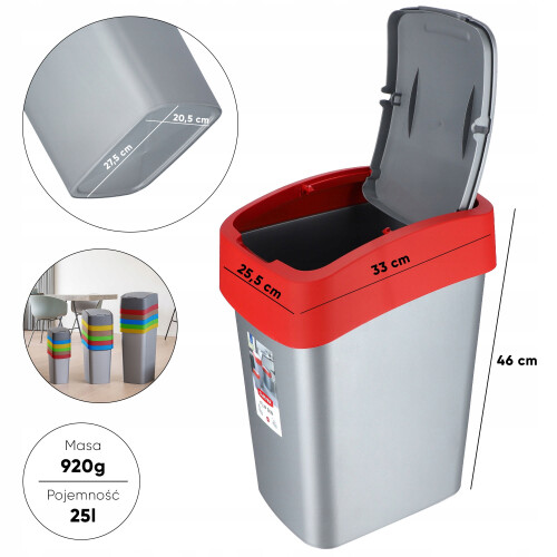 CURVER Abfallbehälter 25 L Rot 1