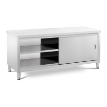 Móvel baixo em aço inoxidável com tampo de cozinha, armário com portas deslizantes 200 x 70 cm, capacidade de 600 kg 14_0005086