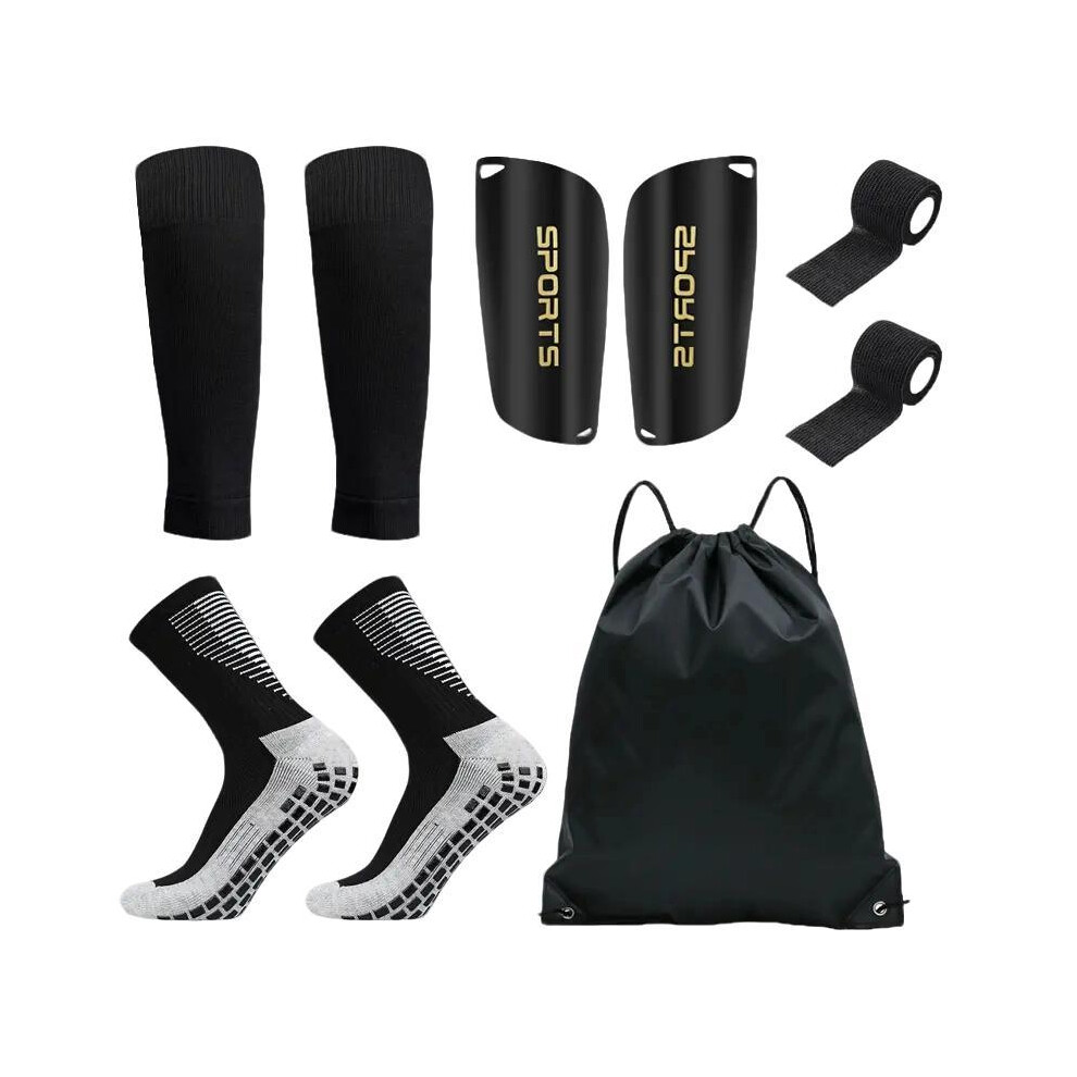 (Blue, one-size) Professional Football Training Set (9 Counts/set), Athletic Socks & Shin Guard & Shin Sleeve & Tape Set, Outdoor Sports Accessories f-image-OPC-PKJNJP8-NEW