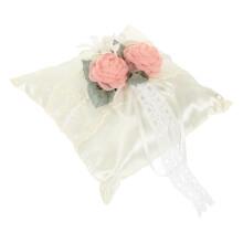 2pcs Wedding Ring Pillow White Flower Holder