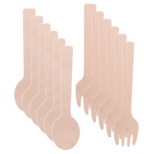 1 Set Wooden Fork And Spoon Mini Cutlery For Desserts Yogurt Parties
