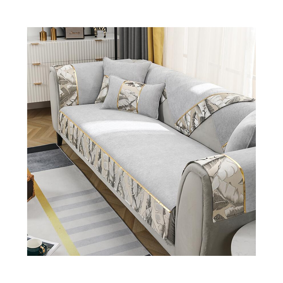 (Green-Line Print, 3Seat 35.4*83in(90*210cm)) Solid Color Sofa Cover, 1 Count Non-slip Sofa Slipcover, Sofa Protector for Home Living Room, Sofa Prote-image-OPC-PKJNS6Z-NEW