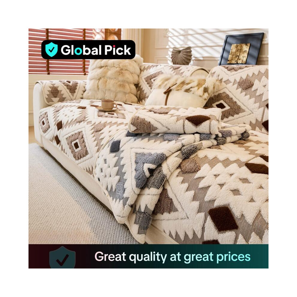 (White and dark gray color matching, Backrest 35.4 X 35.4 In(90*90cm?) Boho Style Geometric Pattern Sofa Cover, 1 Count Soft Comfortable Sofa Cushion,-image-OPC-PKJNSBJ-NEW