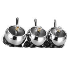 1 Set Stainless Steel Spice Jars with Lid and Spoon for Kitchen