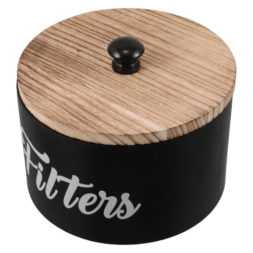 Round Wooden Laundry Beads Storage Container with Lid Organizer