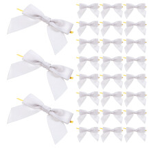 50pcs 4.13 inch satin ribbon bows with twist ties for gift wrapping silver