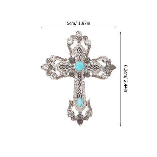 Crystal Cross Brooch Pin for Men Suit Accessory 1
