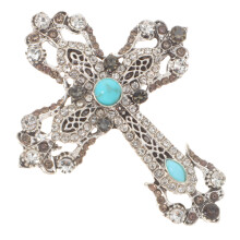 Crystal Cross Brooch Pin for Men Suit Accessory