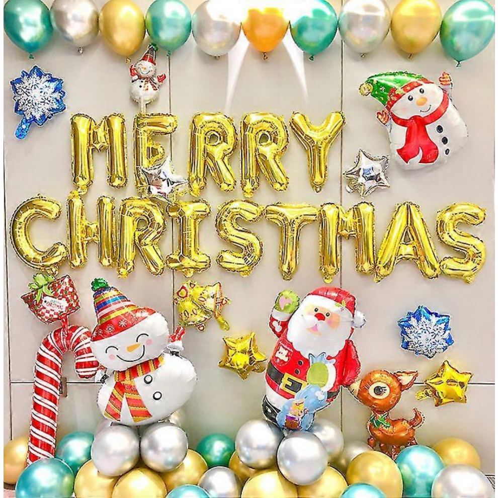 Christmas Balloon Set, Merry Christmas Banner Foil Balloons Santa Claus Christmas Tree Stars Latex-image-OPC-PKJNZ6S-NEW
