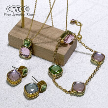 (Set2) S Original 2025 Candy Earrings Necklace Bracelet Fine Jewelry Set Women Geometric Cube Candy Double-Sided Crystal Jewelry