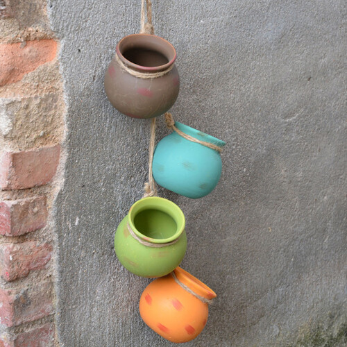 1 set ceramic hanging flowerpot for balcony plants 2