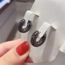 (Yellow) S Original Hoop Earrings New Trendy Black Crystal Male Geometry Necklace Charm Fine Jewelry Sets for Women Luxury Party Jewelry