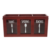 2Boîtes Organiseur Couverts Bois Rouge Pour Cuisine Maison