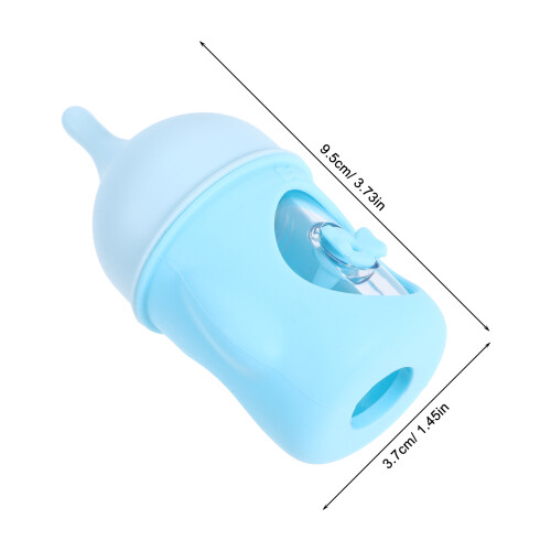 Kitten Feeding Bottle Blue Silicone Safe Design For Newborns 2