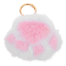 Plush Cat Paw Keychain - Fluffy Charm with Ring for Women & Girls