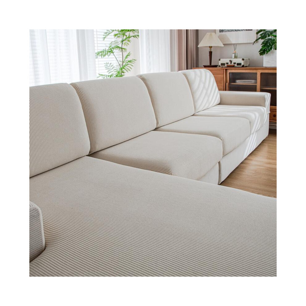 (Cream, 1 Seater) Solid Color Sofa Cover, 1 Count Modern Simple Non-slip Sofa Slipcover, Sofa Protector for Home Living Room, Home Decor-image-OPC-PKJP85N-NEW
