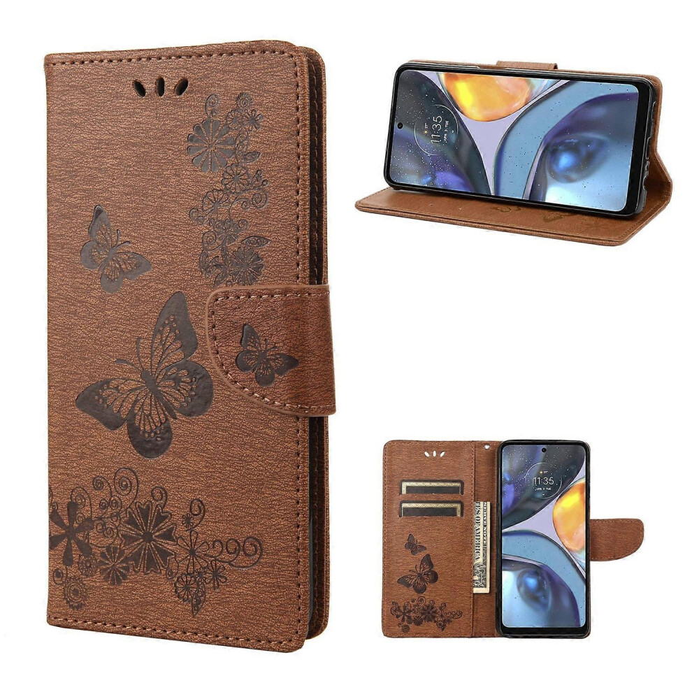 For Motorola Moto G22 Butterfly Embossed Horizontal Flip Leather Phone Case 6935165370672